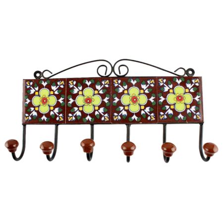 Pea Green Flower Ceramic Tile Hook